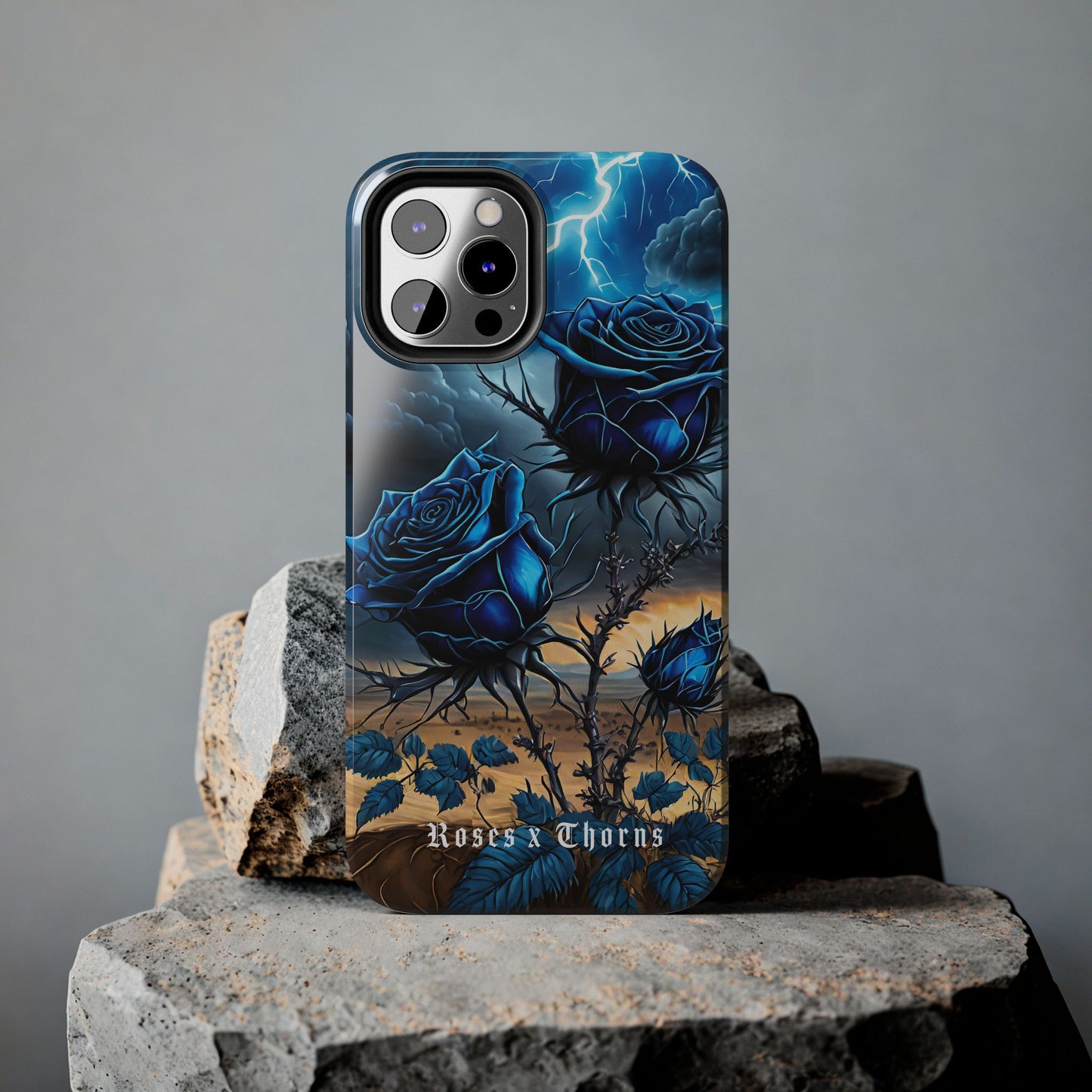 Blue Desert Roses x Thorns Phone Cases