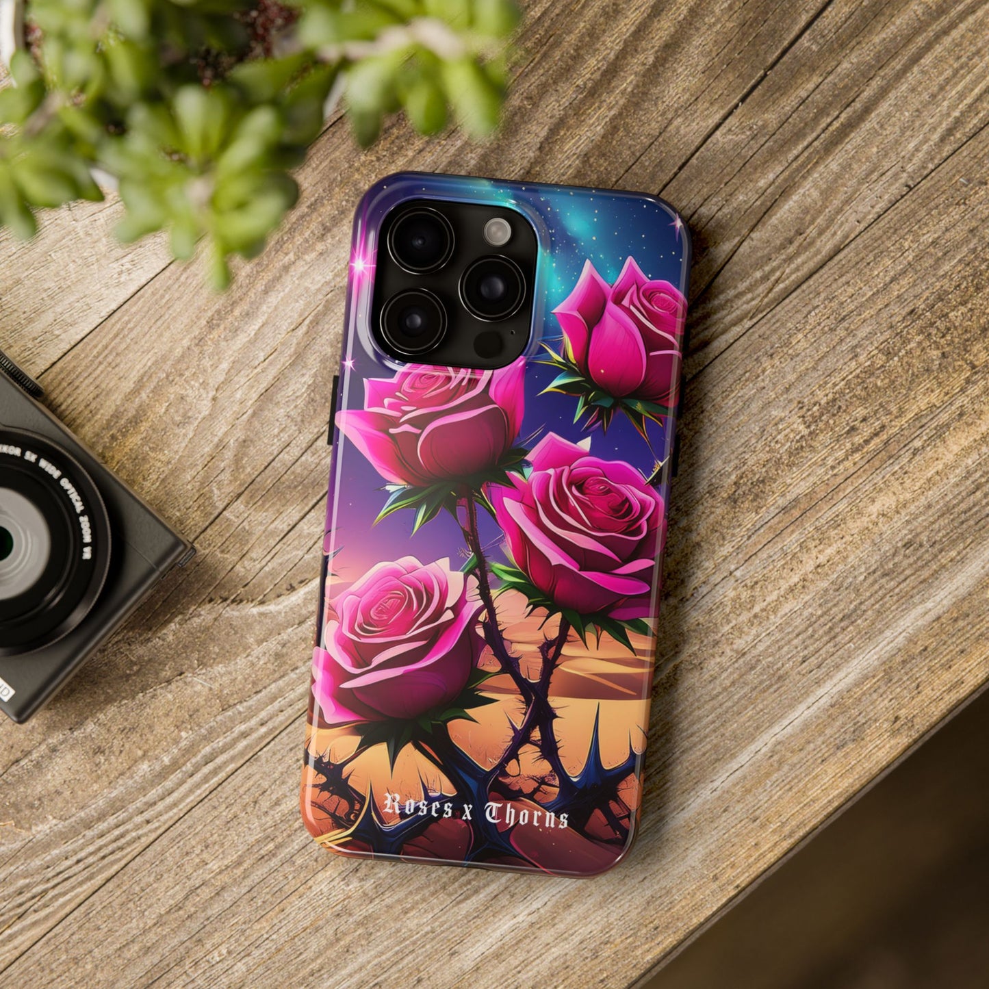 Pink Desert Roses x Thorns Phone Cases