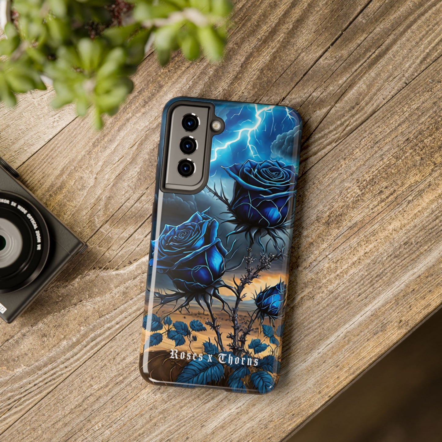 Blue Desert Roses x Thorns Phone Cases