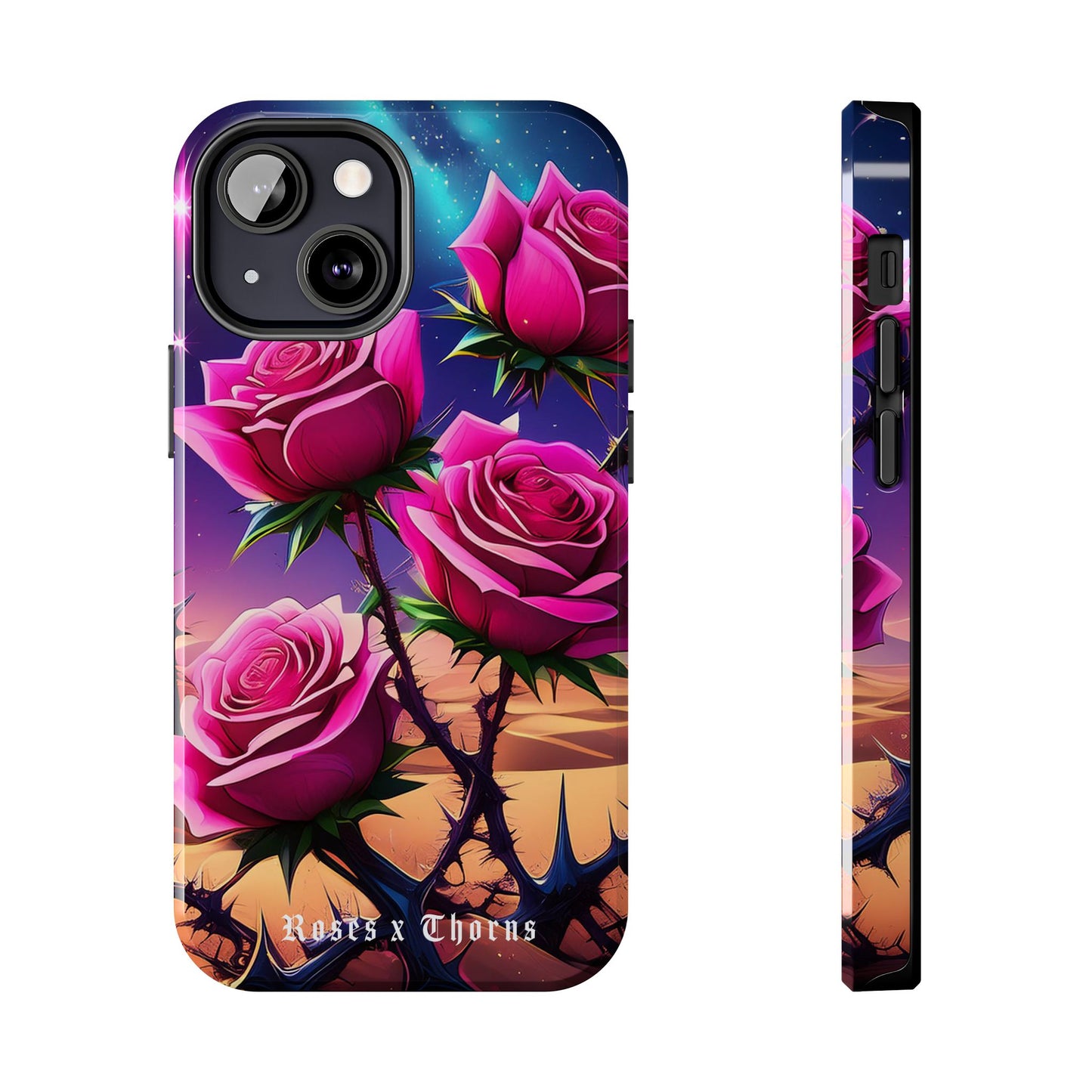 Pink Desert Roses x Thorns Phone Cases