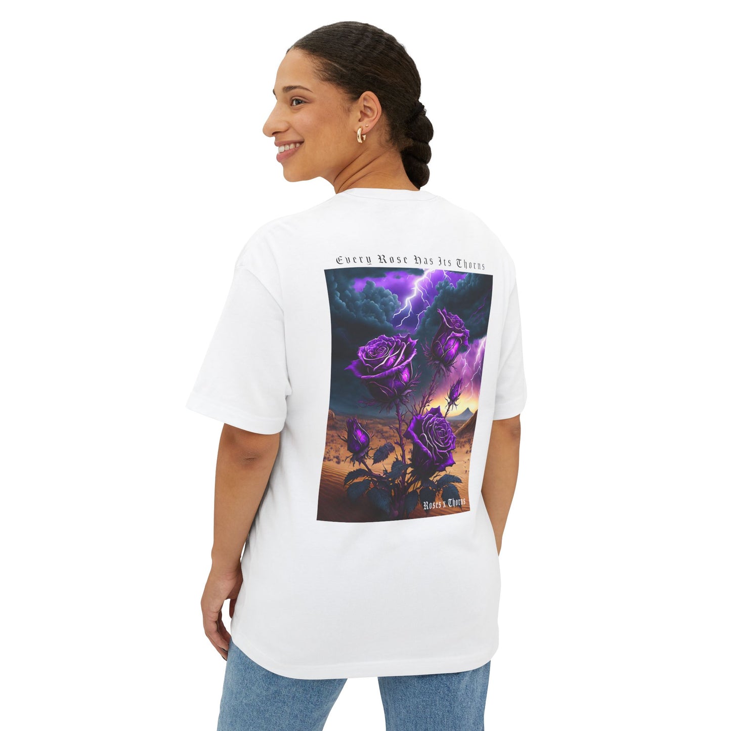 Purple Desert Roses x Thorns Oversized Boxy Tee