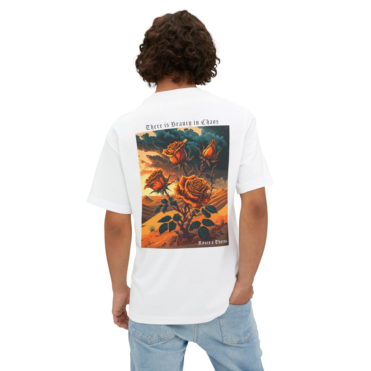 Orange Desert Roses x Thorns Oversized Boxy Tee