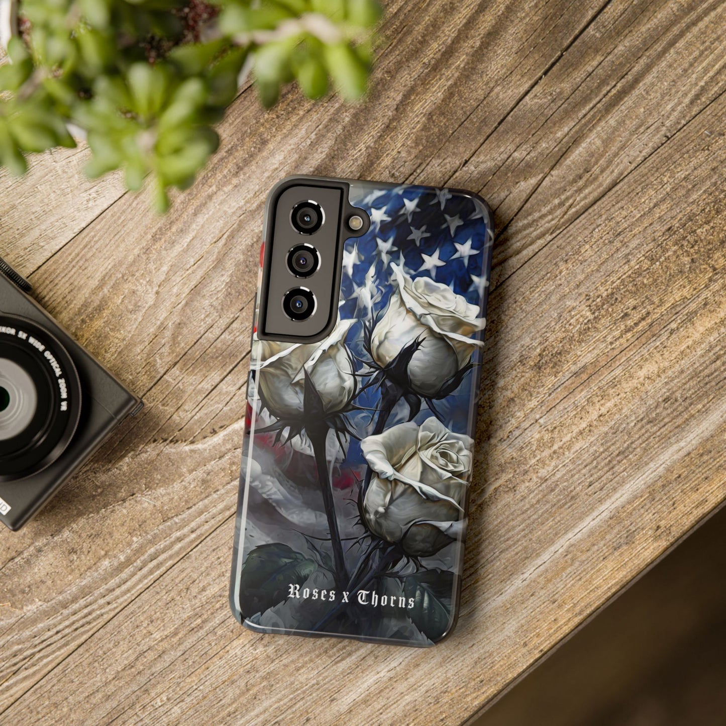 American White Roses x Thorns Phone Cases