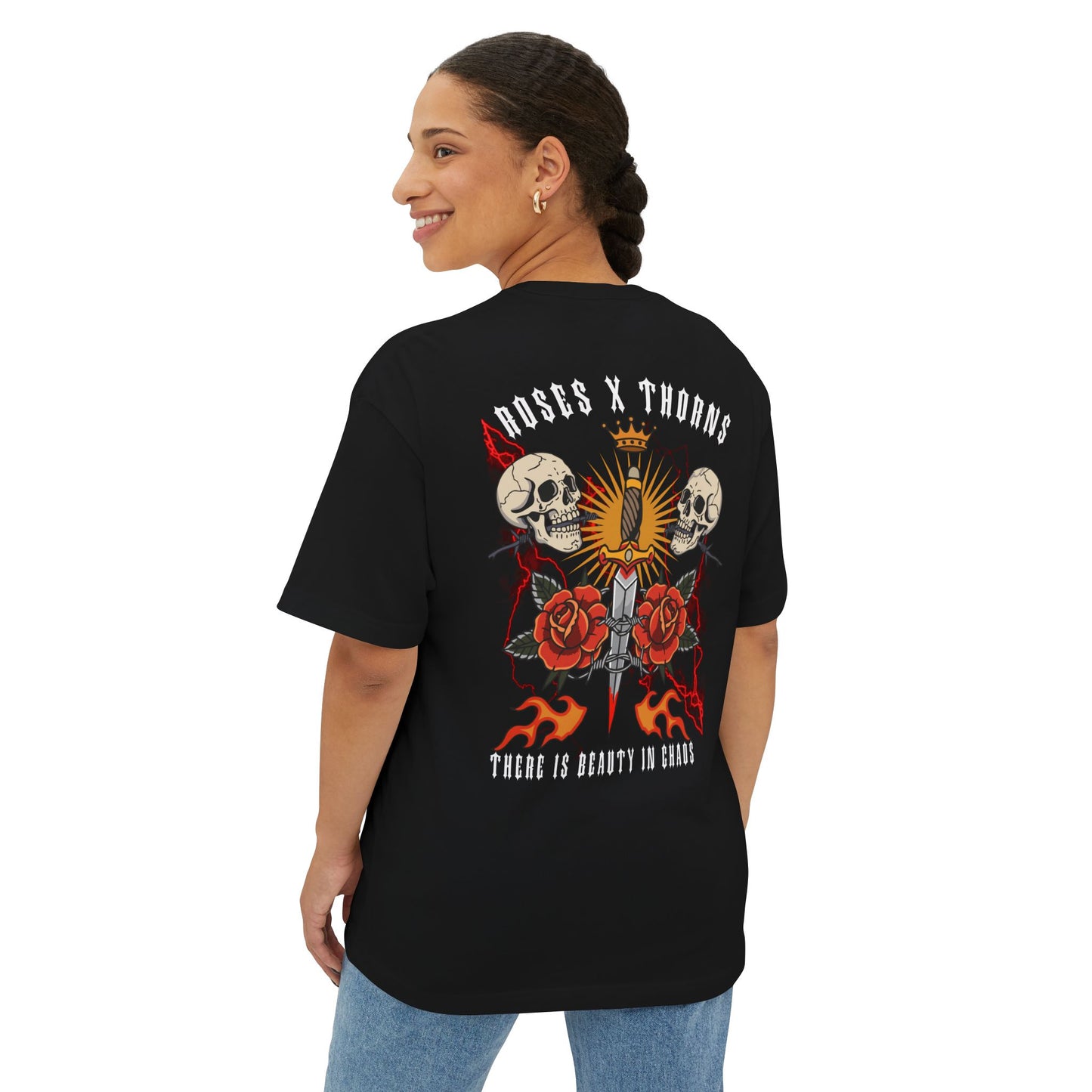 Roses & Thorns Skull Tee — "There Is Beauty In Chaos" Graphic T‑Shirt