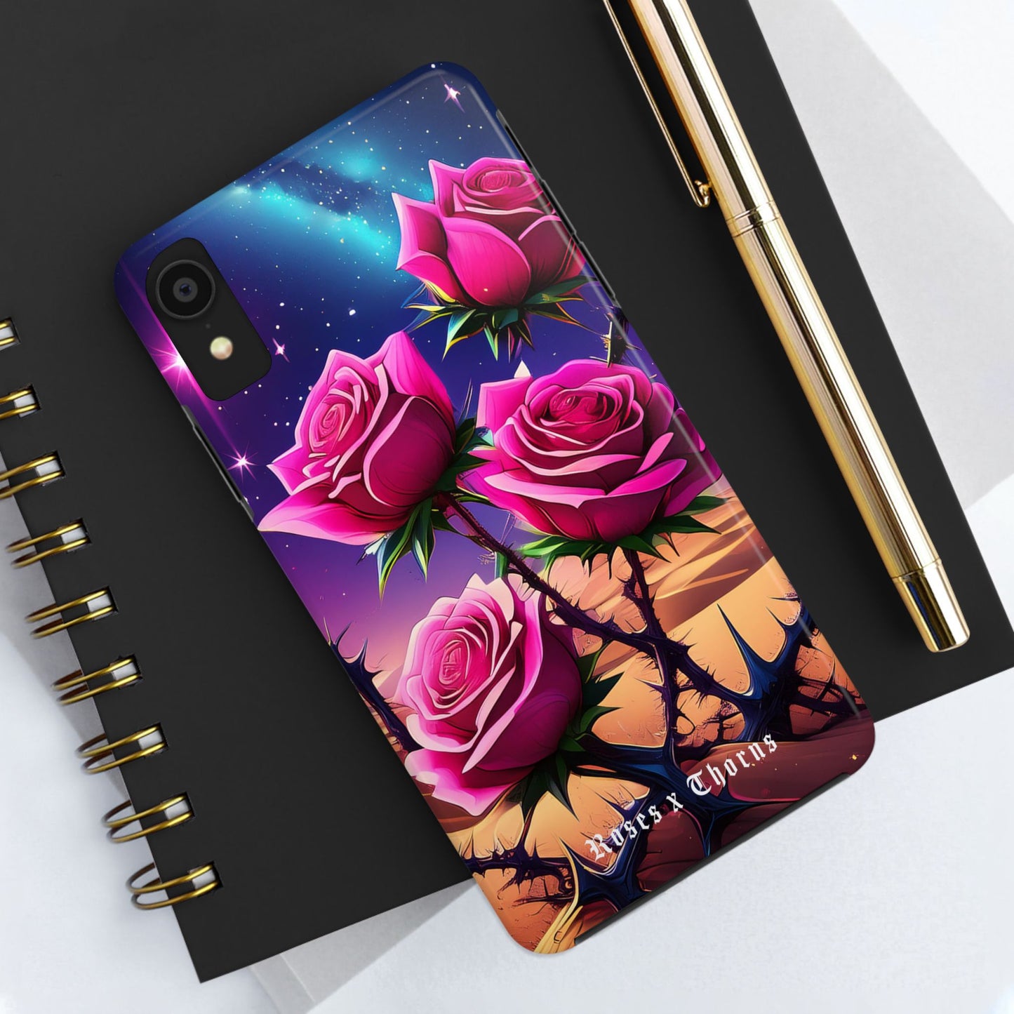 Pink Desert Roses x Thorns Phone Cases