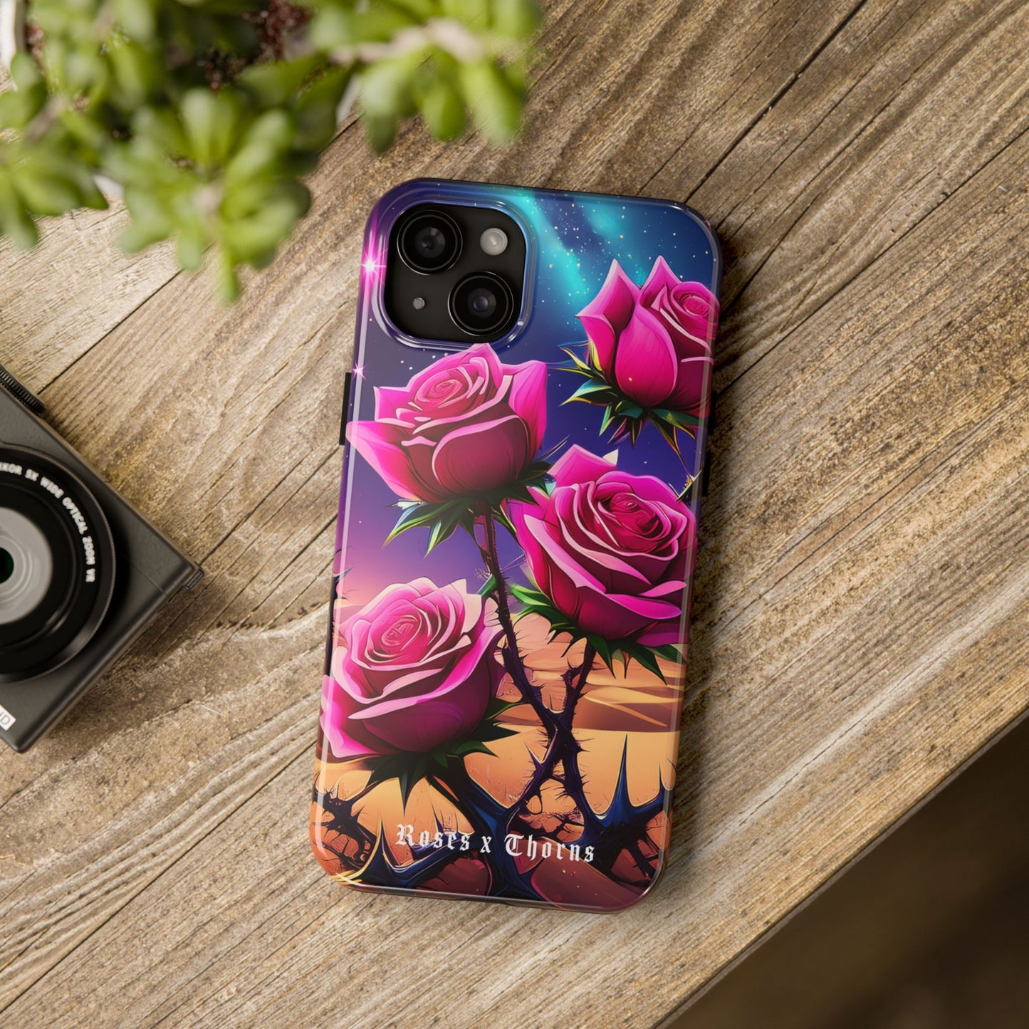 Pink Desert Roses x Thorns Phone Cases