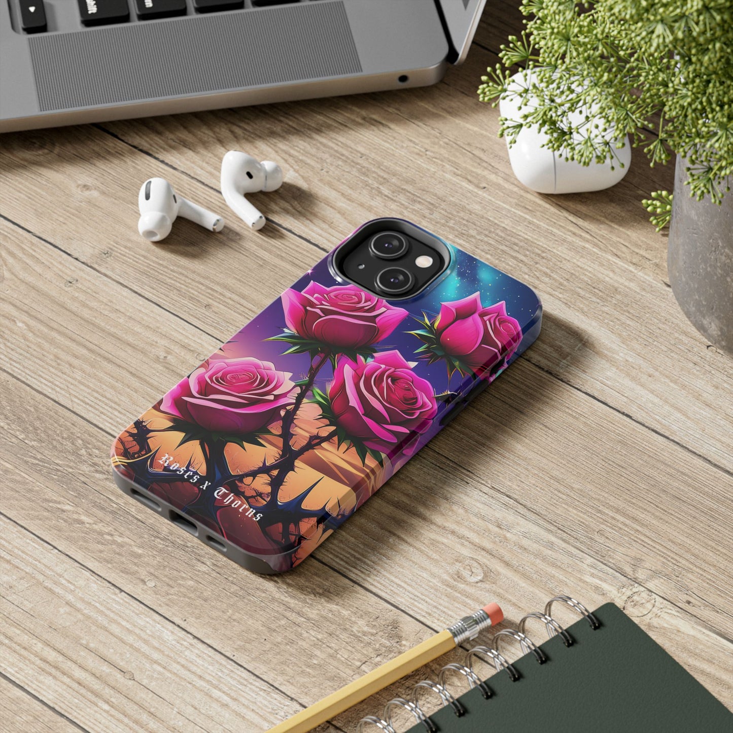 Pink Desert Roses x Thorns Phone Cases