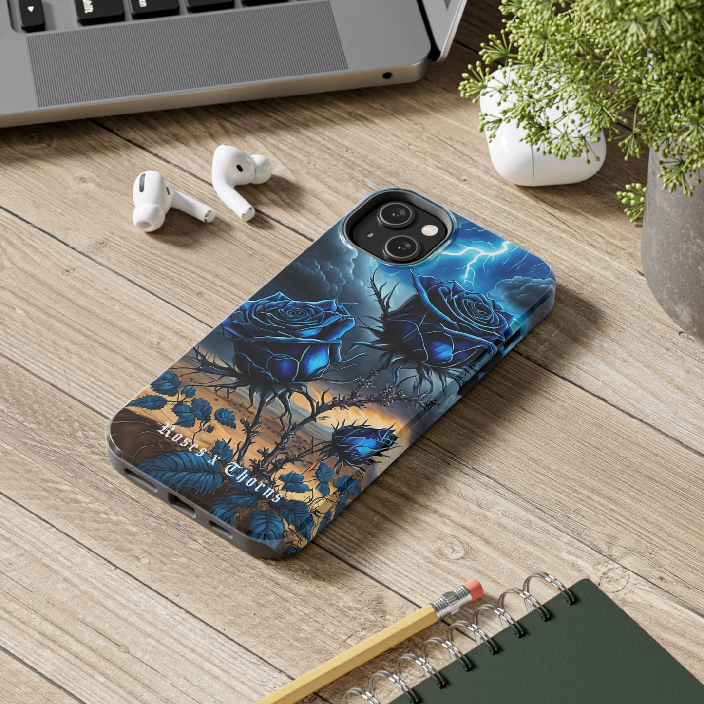 Blue Desert Roses x Thorns Phone Cases