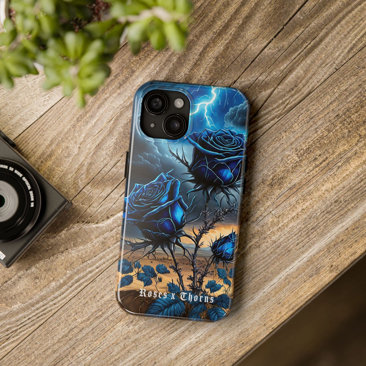 Blue Desert Roses x Thorns Phone Cases