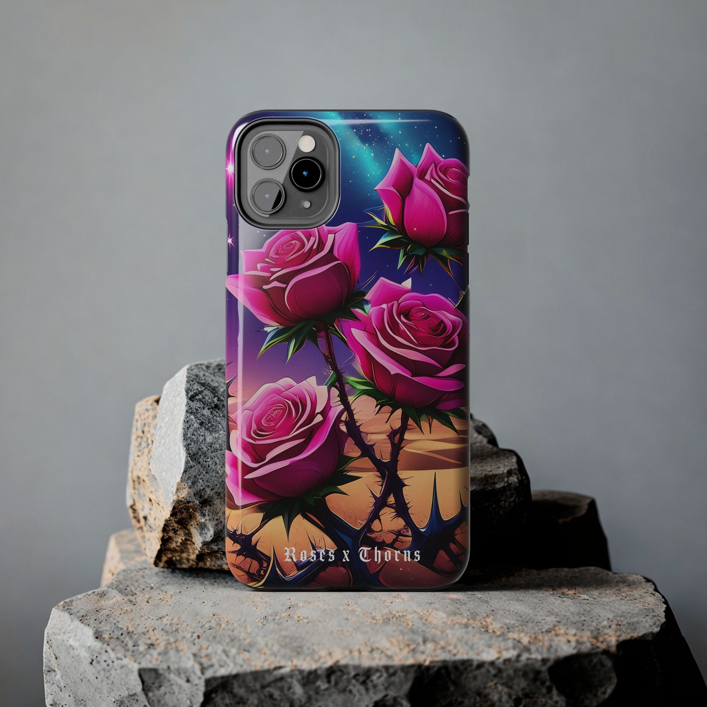 Pink Desert Roses x Thorns Phone Cases