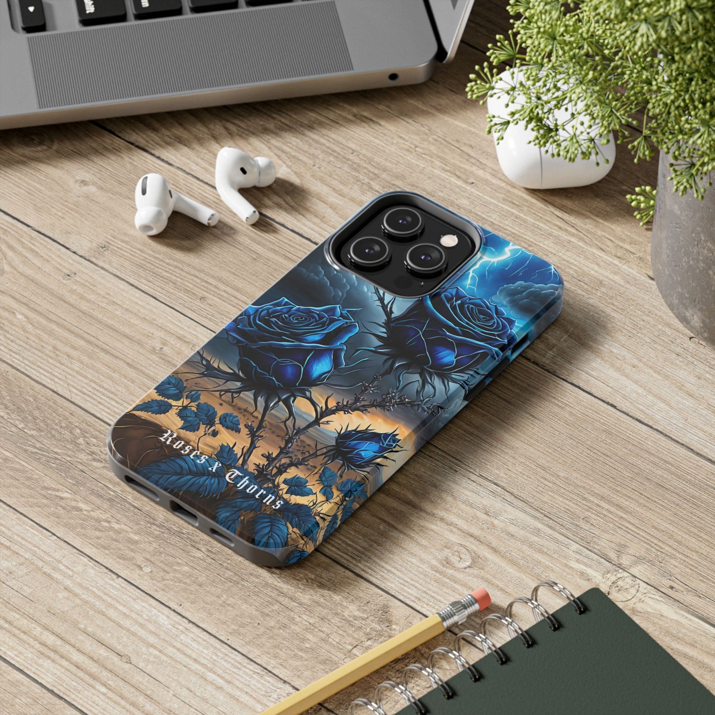 Blue Desert Roses x Thorns Phone Cases