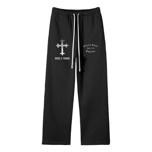 The Cross Streetwear Unisex Solid Color Fleece Straight Leg Pants