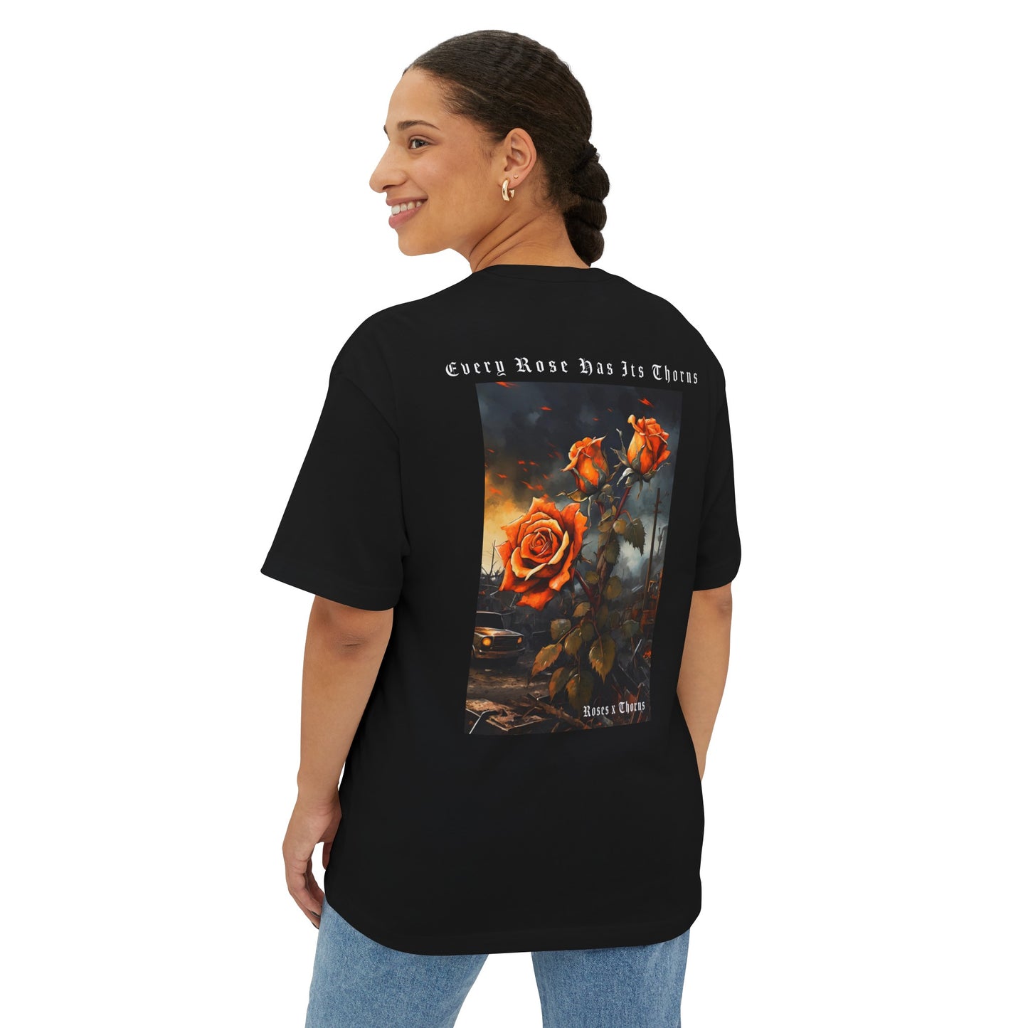 Orange Roses x Thorns Oversized Boxy Tee