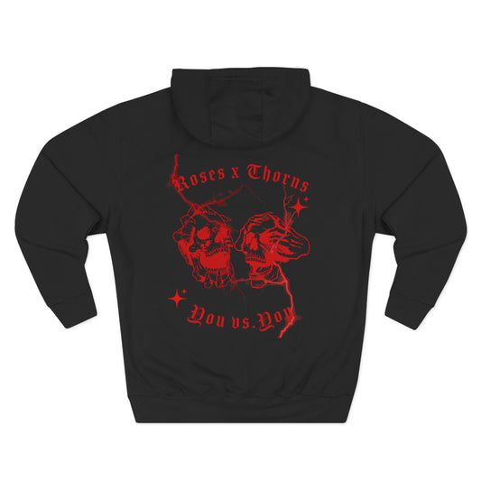 Twin Skulls Roses x Thorns Fleece Hoodie
