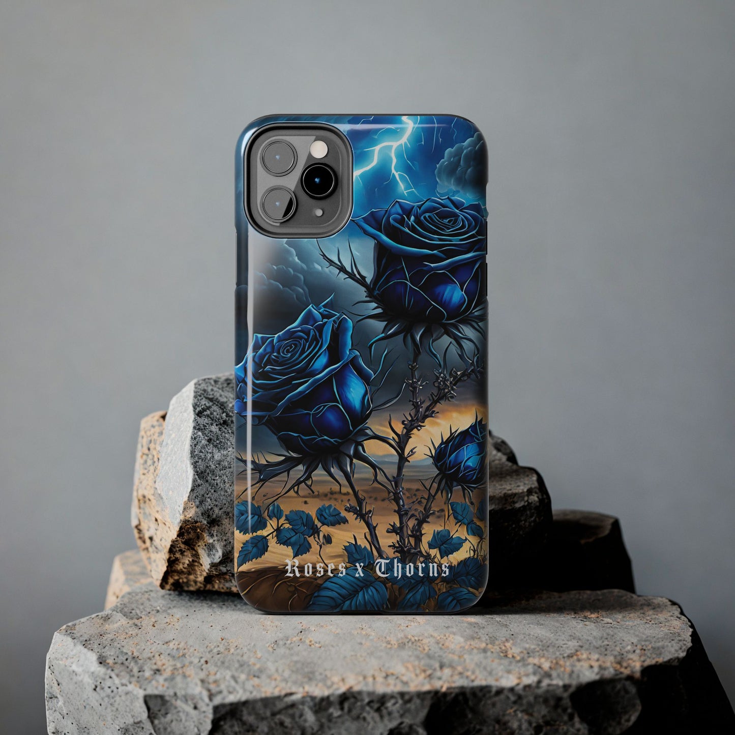 Blue Desert Roses x Thorns Phone Cases