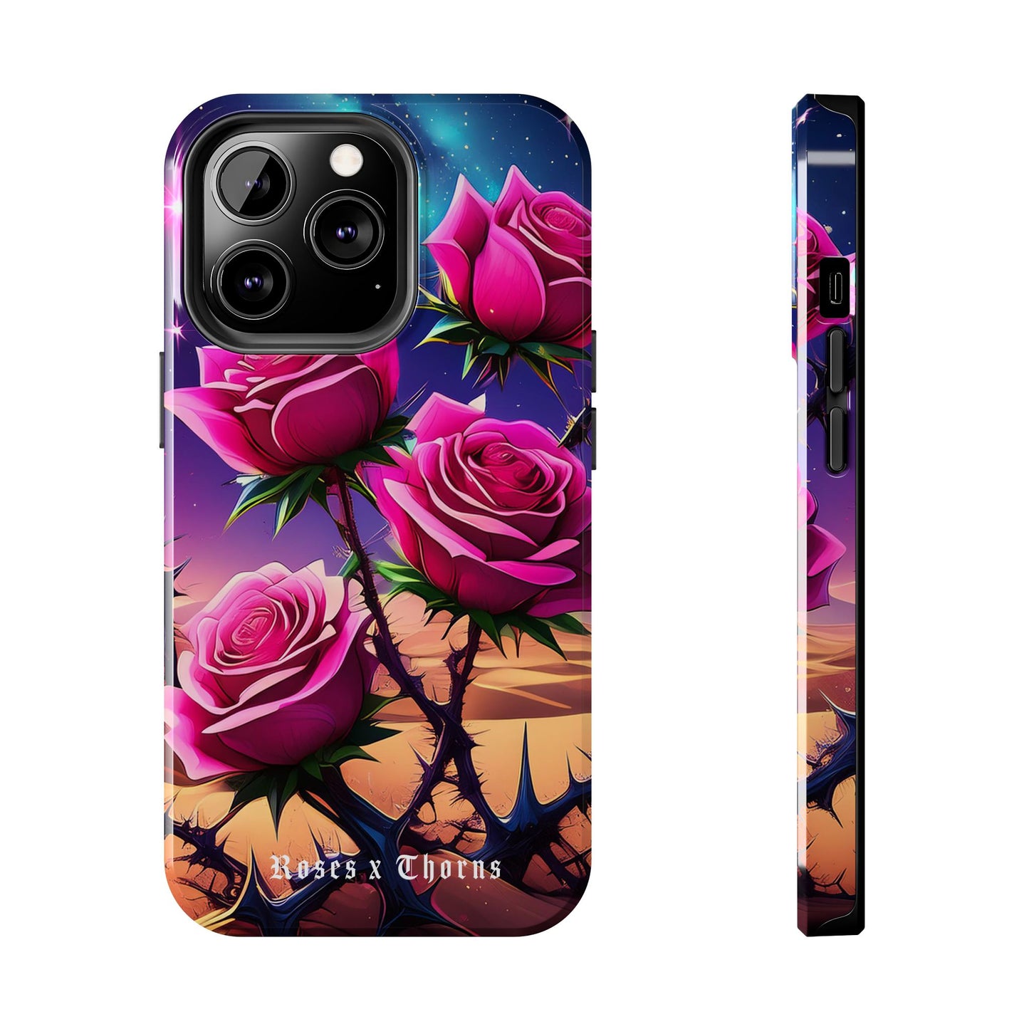 Pink Desert Roses x Thorns Phone Cases