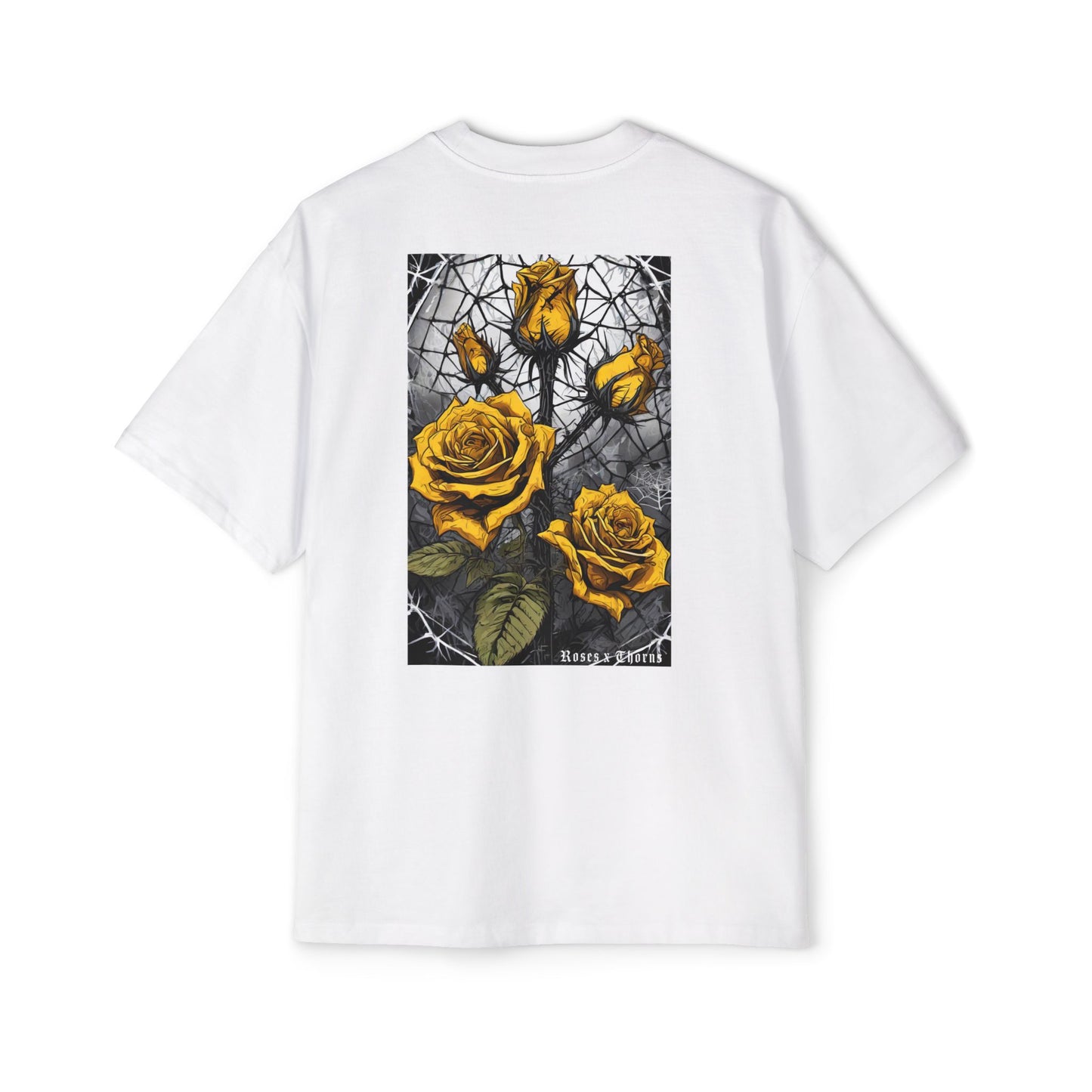 Yellow Spiderweb Roses x Thorns Heavy Oversized Tee