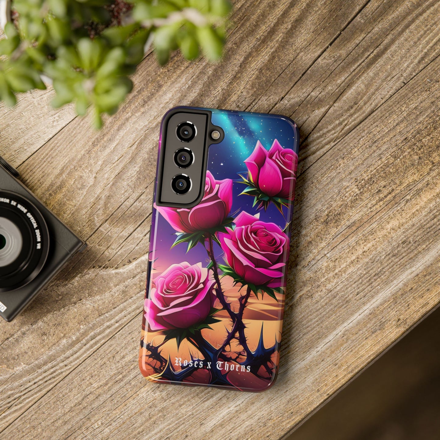 Pink Desert Roses x Thorns Phone Cases