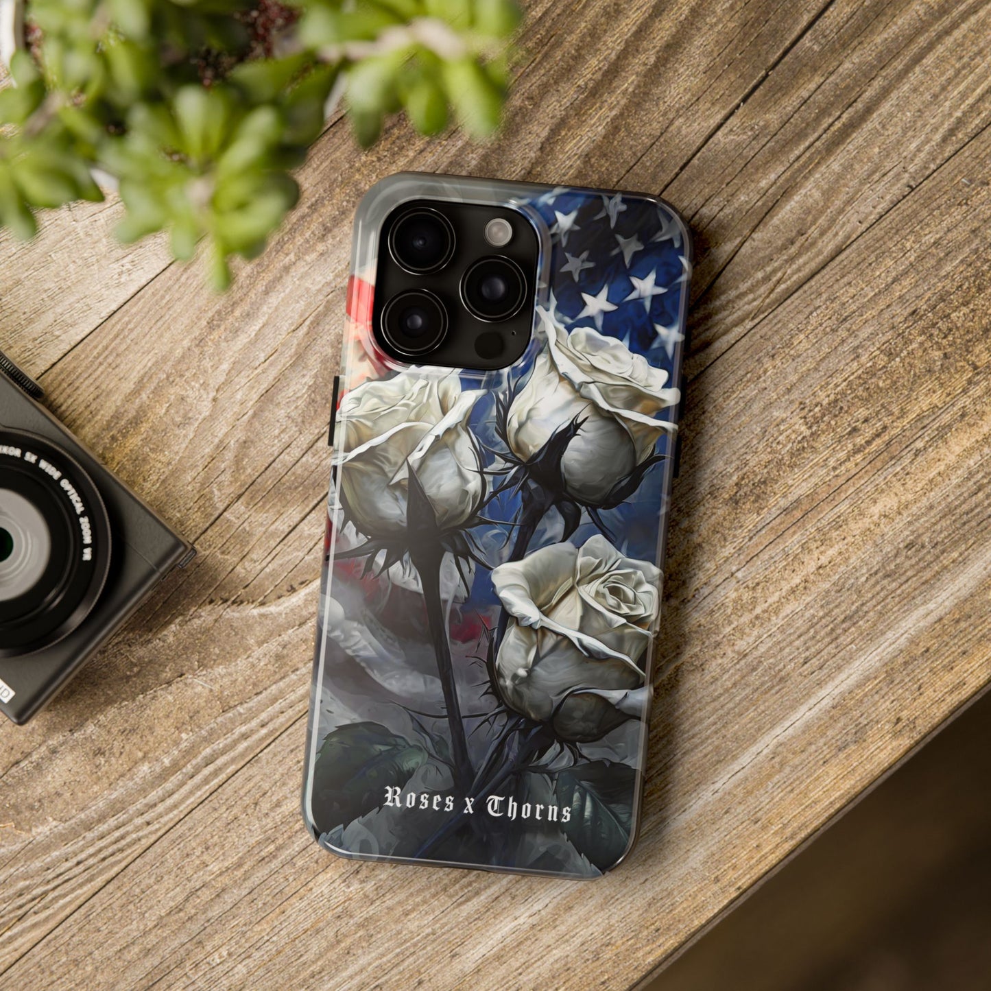 American White Roses x Thorns Phone Cases