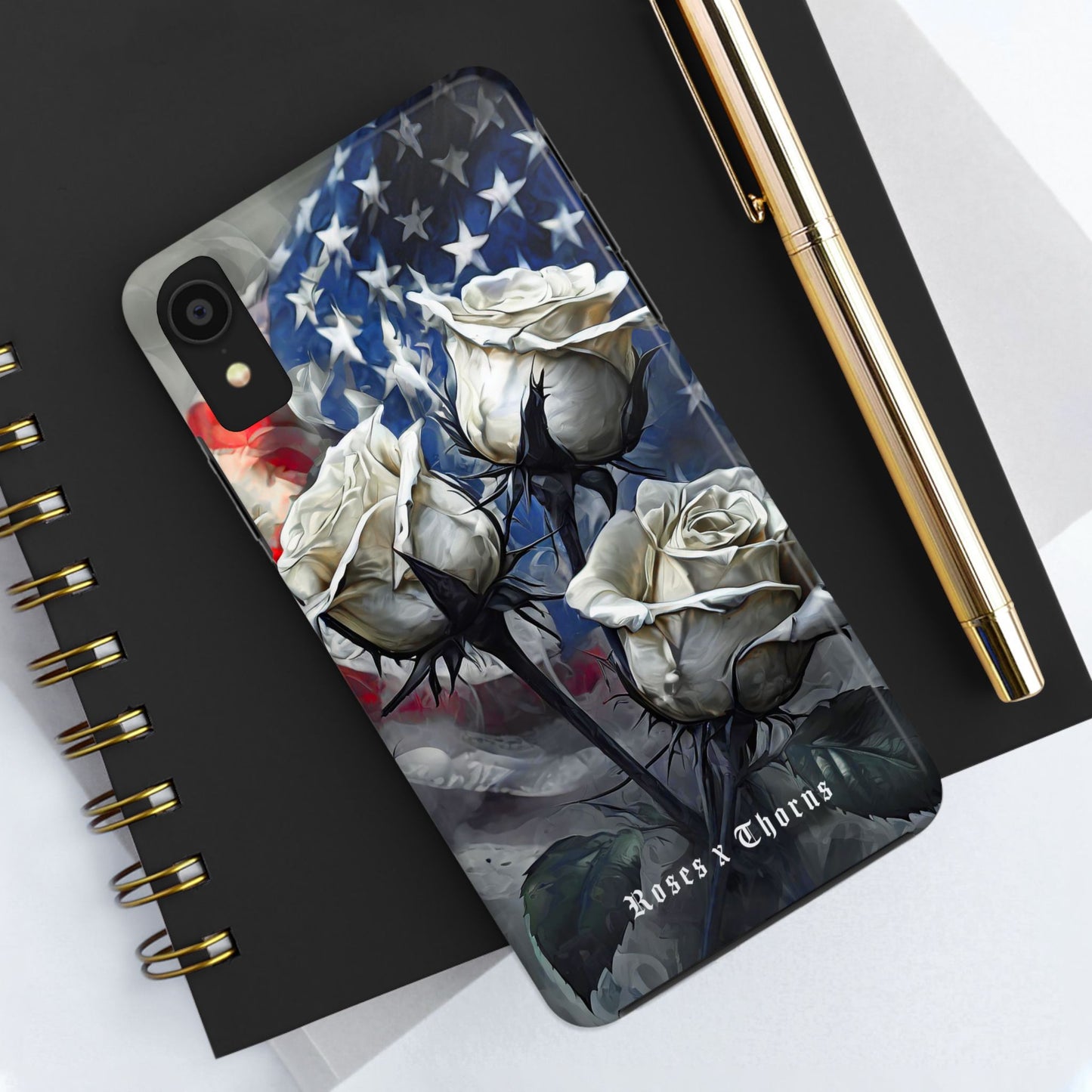 American White Roses x Thorns Phone Cases