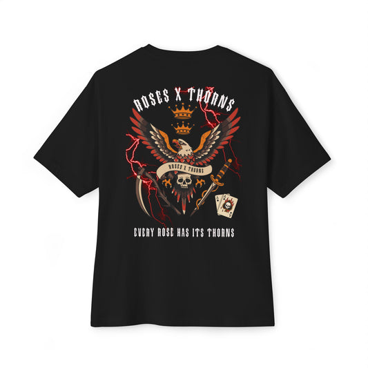 Roses x Thorns Graphic Tee — 'Every Rose Has Its Thorns' Vintage Eagle Skull Design