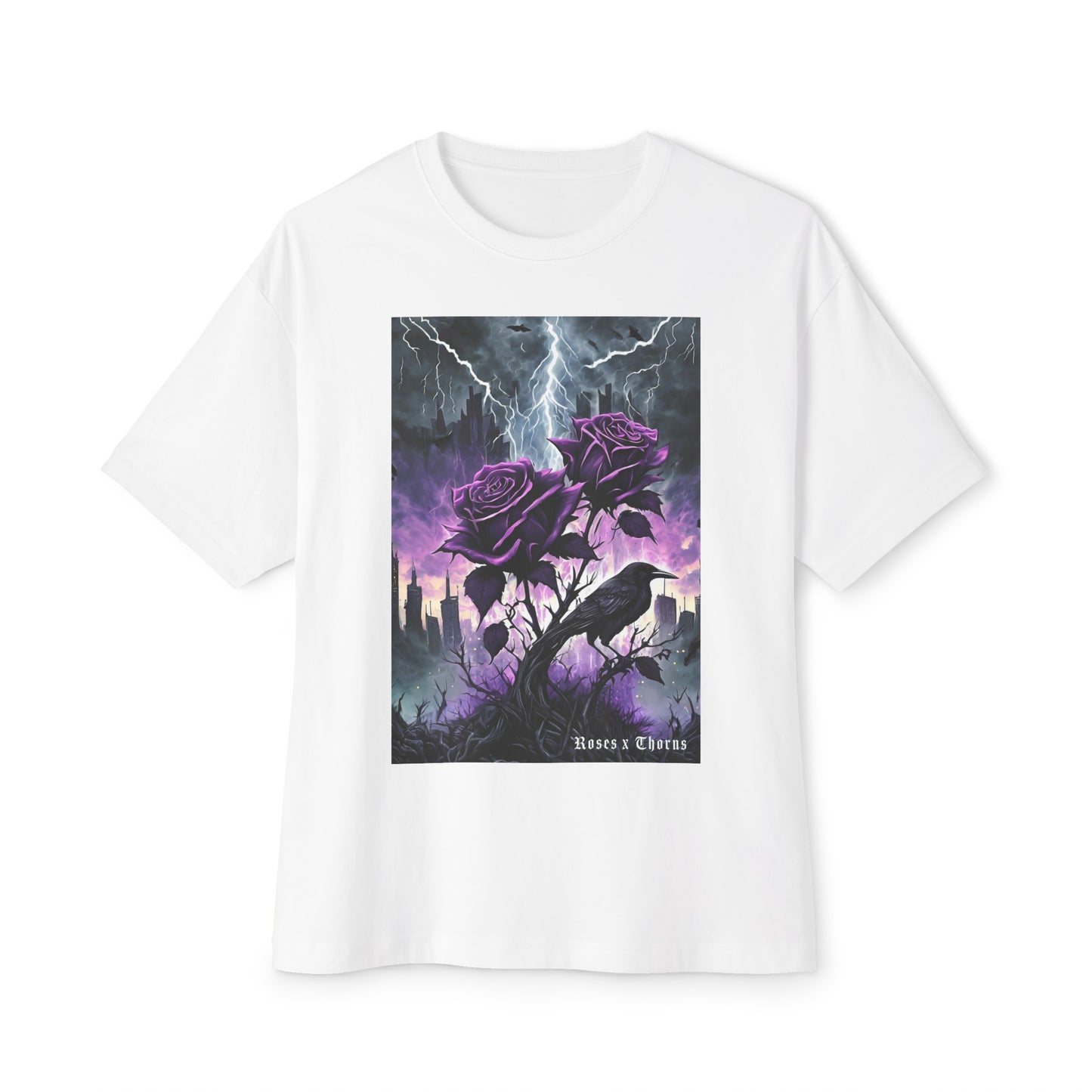 Purple Roses x Thorns Front Oversized Boxy Tee