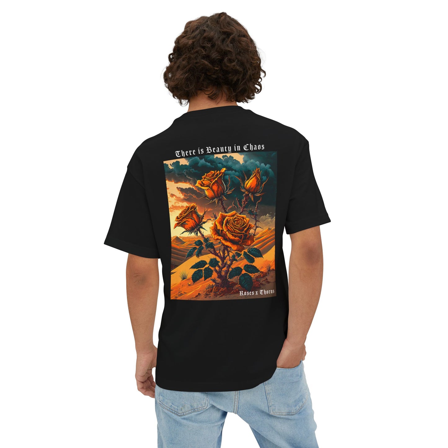 Orange Desert Roses x Thorns Oversized Boxy Tee