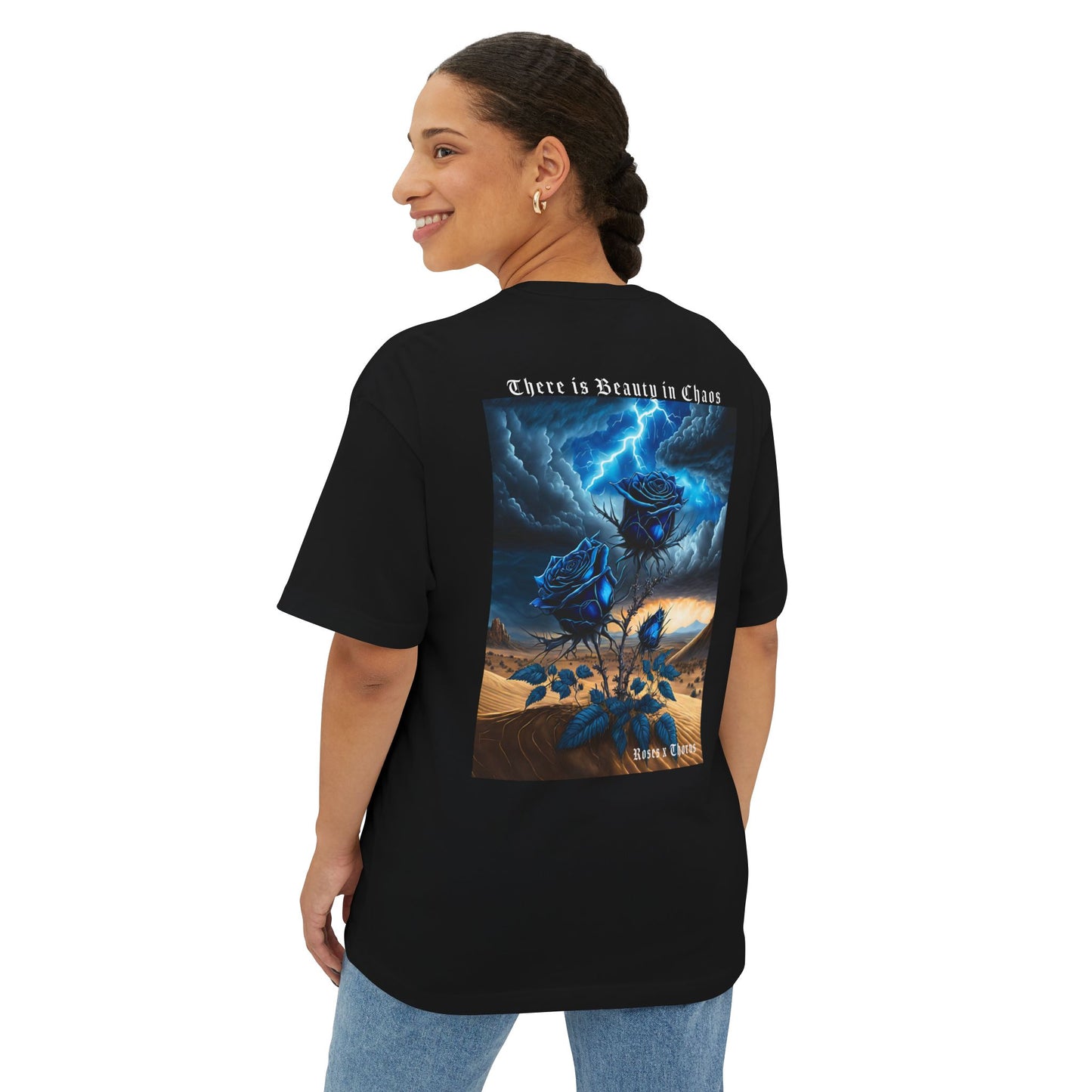 Blue Desert Roses x Thorns Oversized Boxy Tee