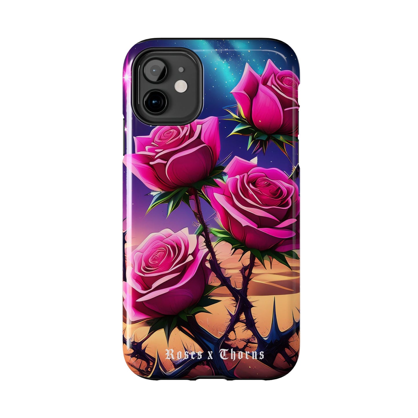 Pink Desert Roses x Thorns Phone Cases