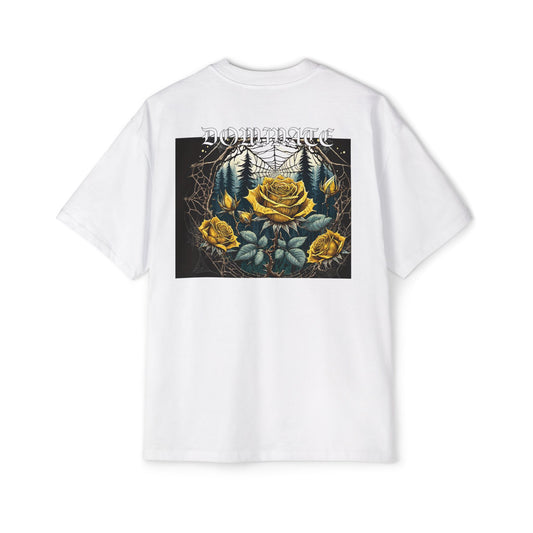 Dominate Yellow Spiderwebs Roses x Thorns Heavy Oversized Tee