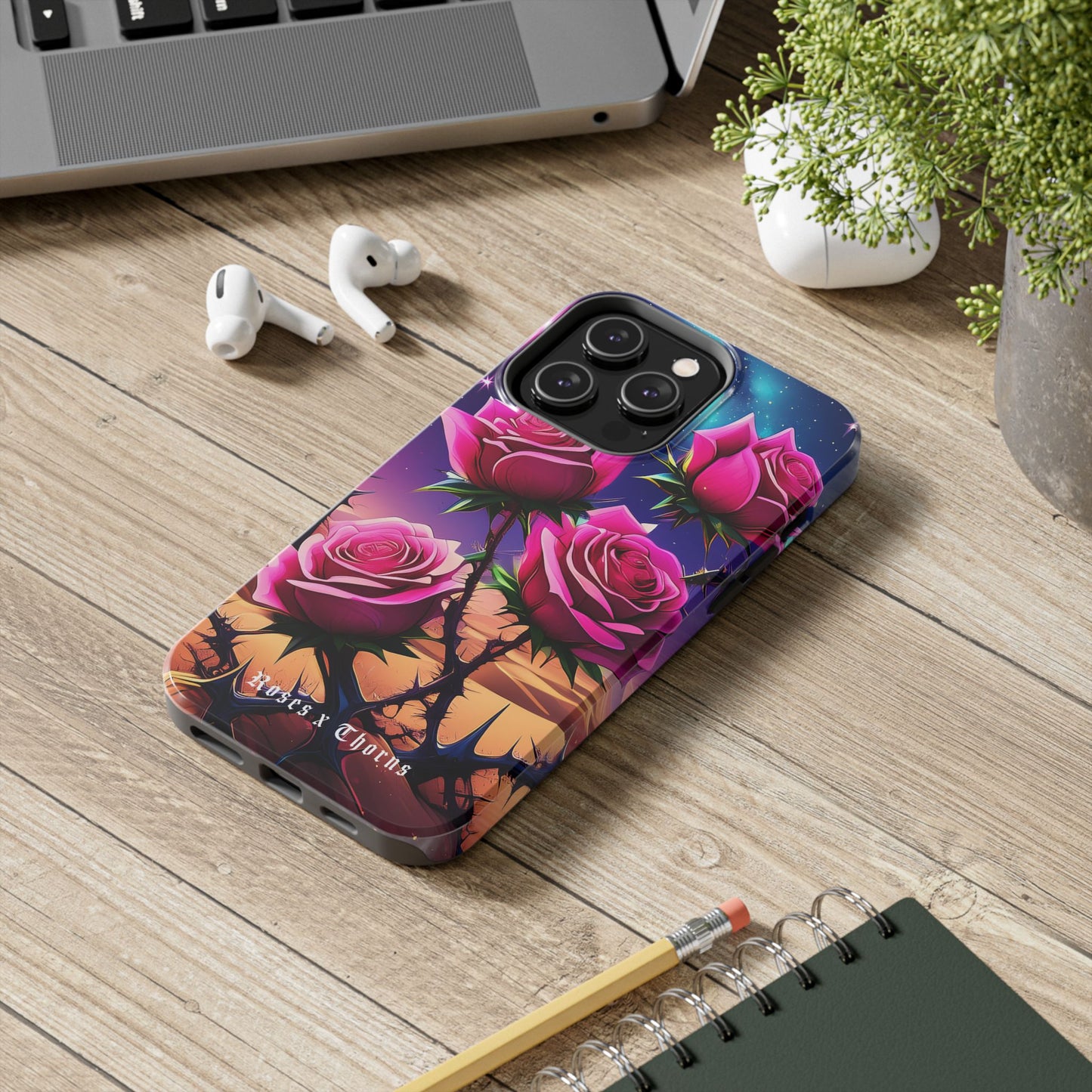 Pink Desert Roses x Thorns Phone Cases