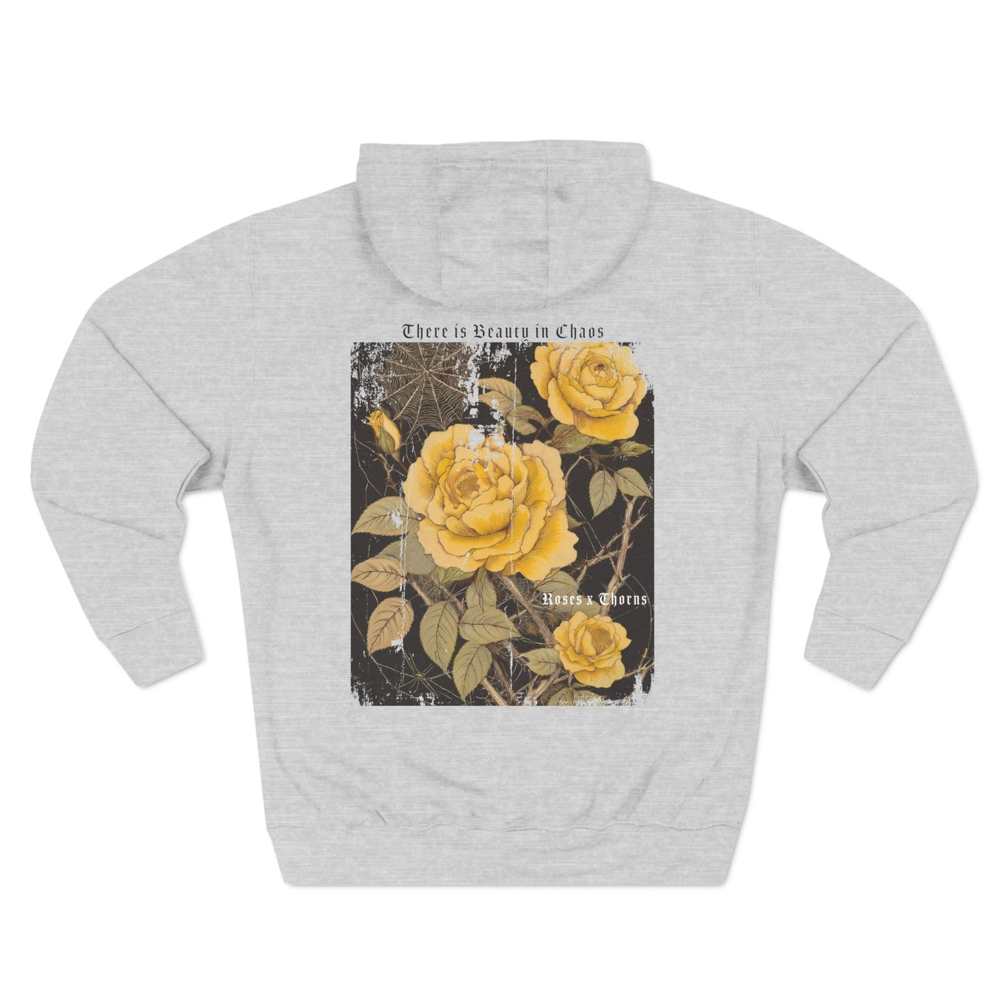 Yellow Web Roses x Thorns Fleece Hoodie