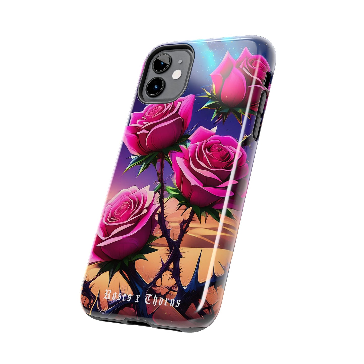 Pink Desert Roses x Thorns Phone Cases